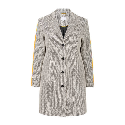 Miss Etam Plus Jas Met All Over Print En Gele Zijstreep miss etam kopen in de aanbieding