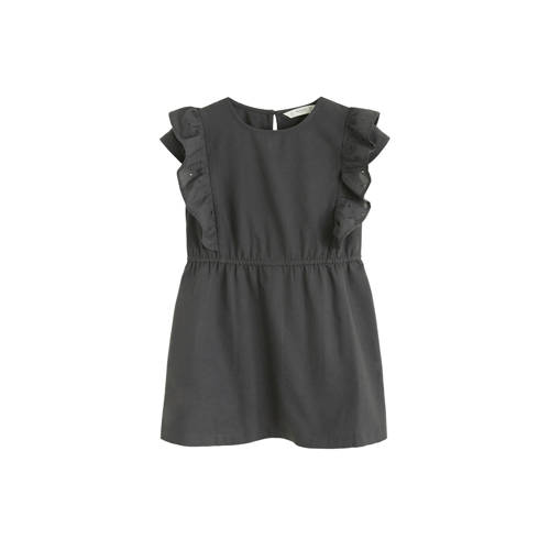 Mango Kids Jurk Met Volant Grijs mango kids kopen in de aanbieding Mango Kids Jurk Met Volant Grijs mango kids kopen in de aanbieding