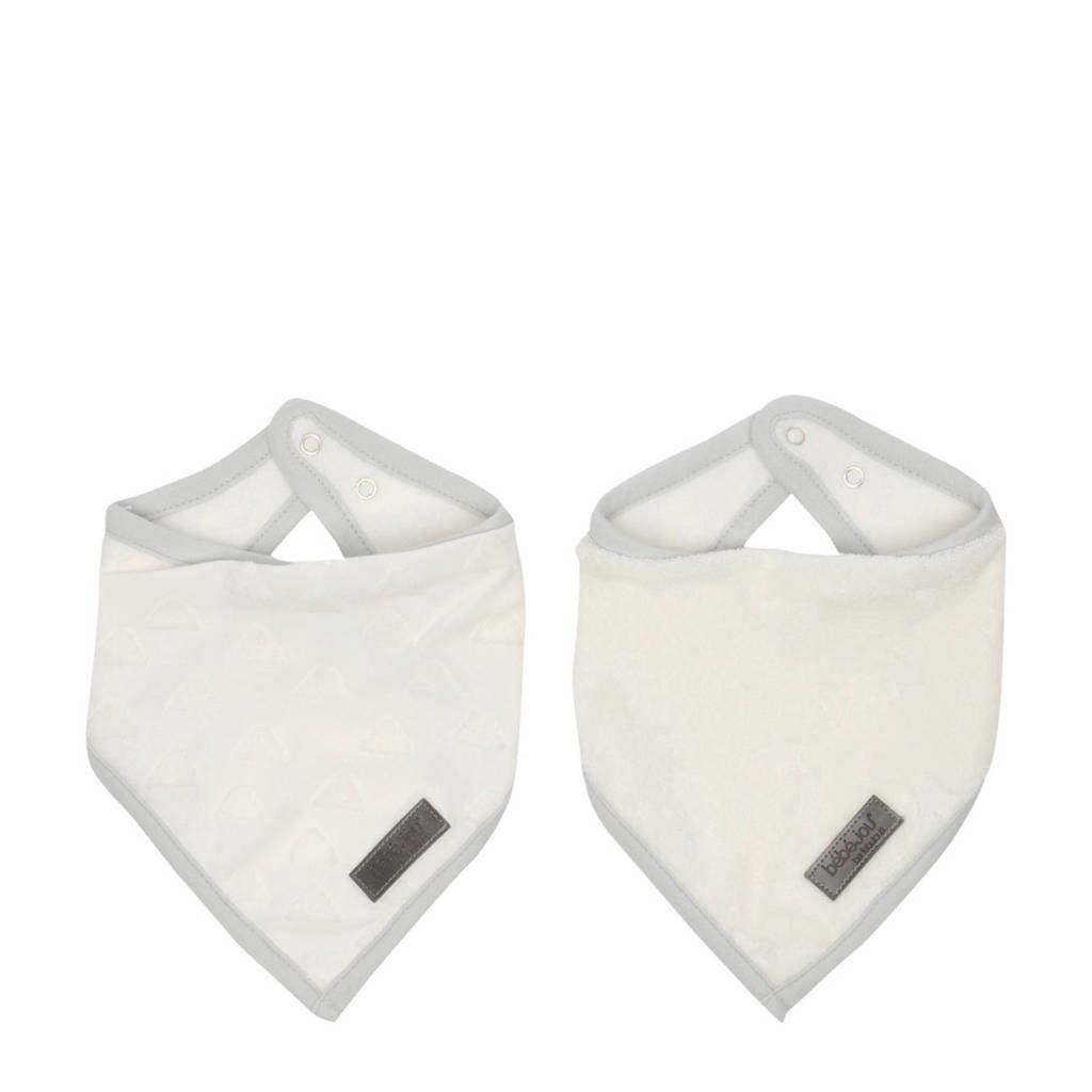 bébé-jou bandana slab Fabulous Shadow White - set van 2, naturel wit