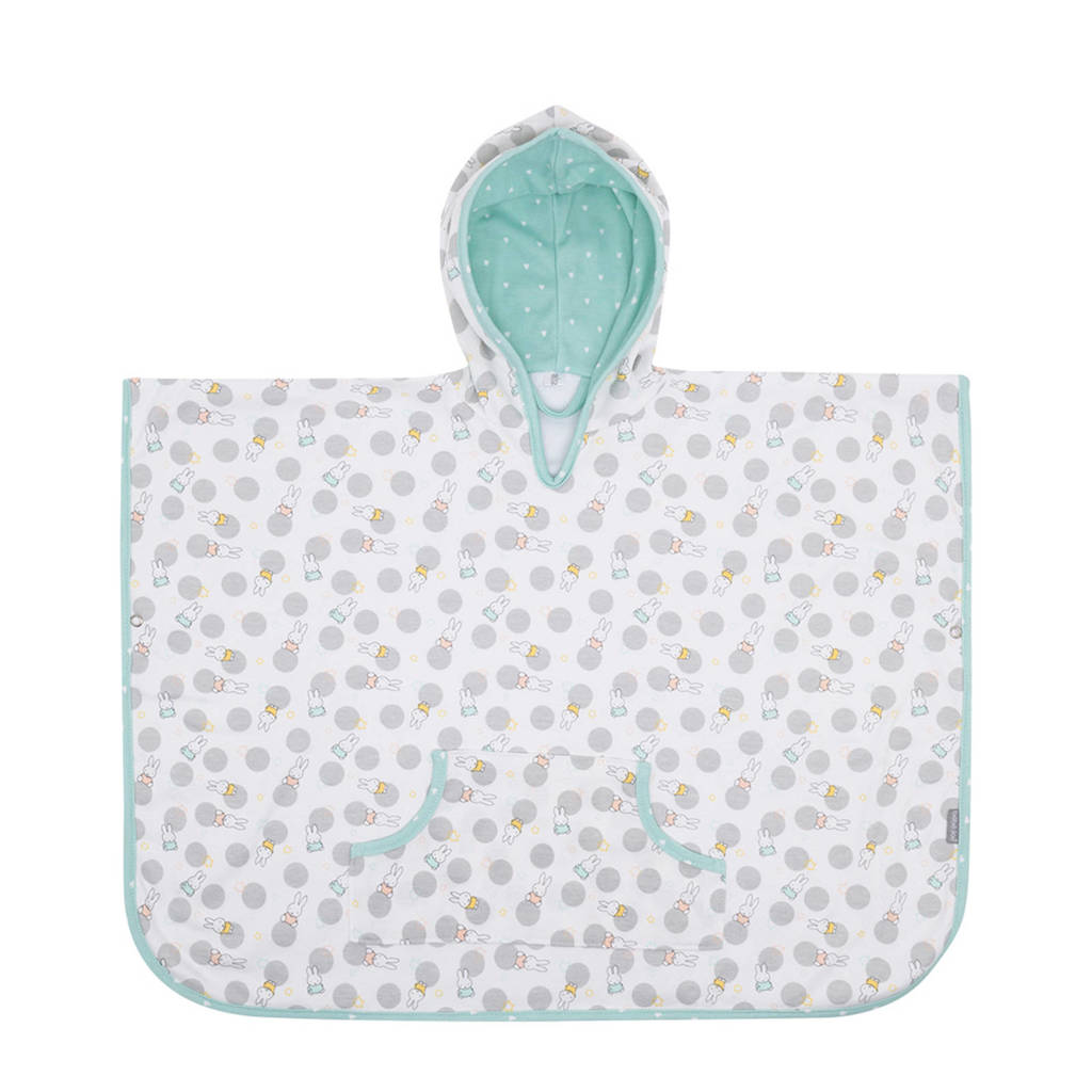 bébé-jou poncho badcape Miffy, wit/grijs/mint
