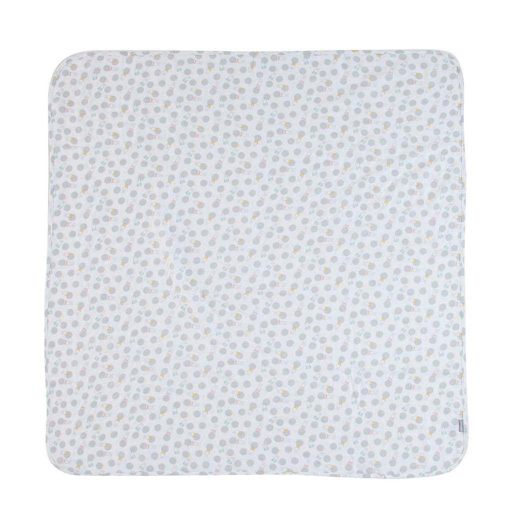 bébé-jou hydrofiele doek 110x110 cm Miffy, Wit/lichtgrijs
