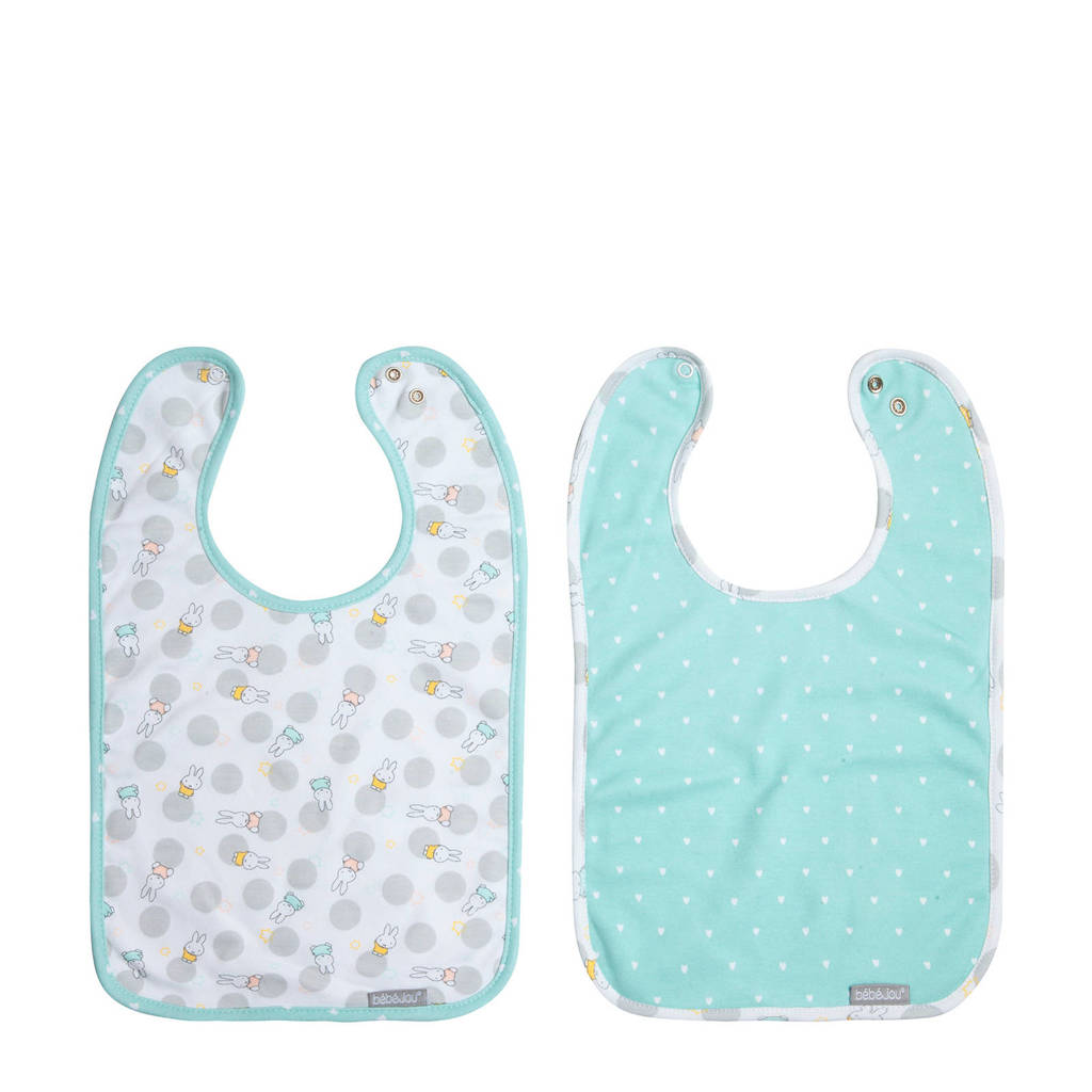 bébé-jou badstof slab - set van 2 Miffy, Mintgroen/wit