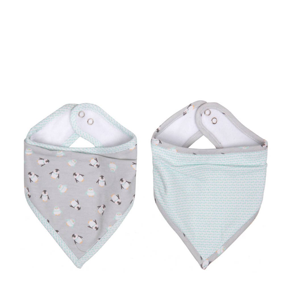 bébé-jou bandana slab Lou-Lou - set van 2, Grijs/mintgroen