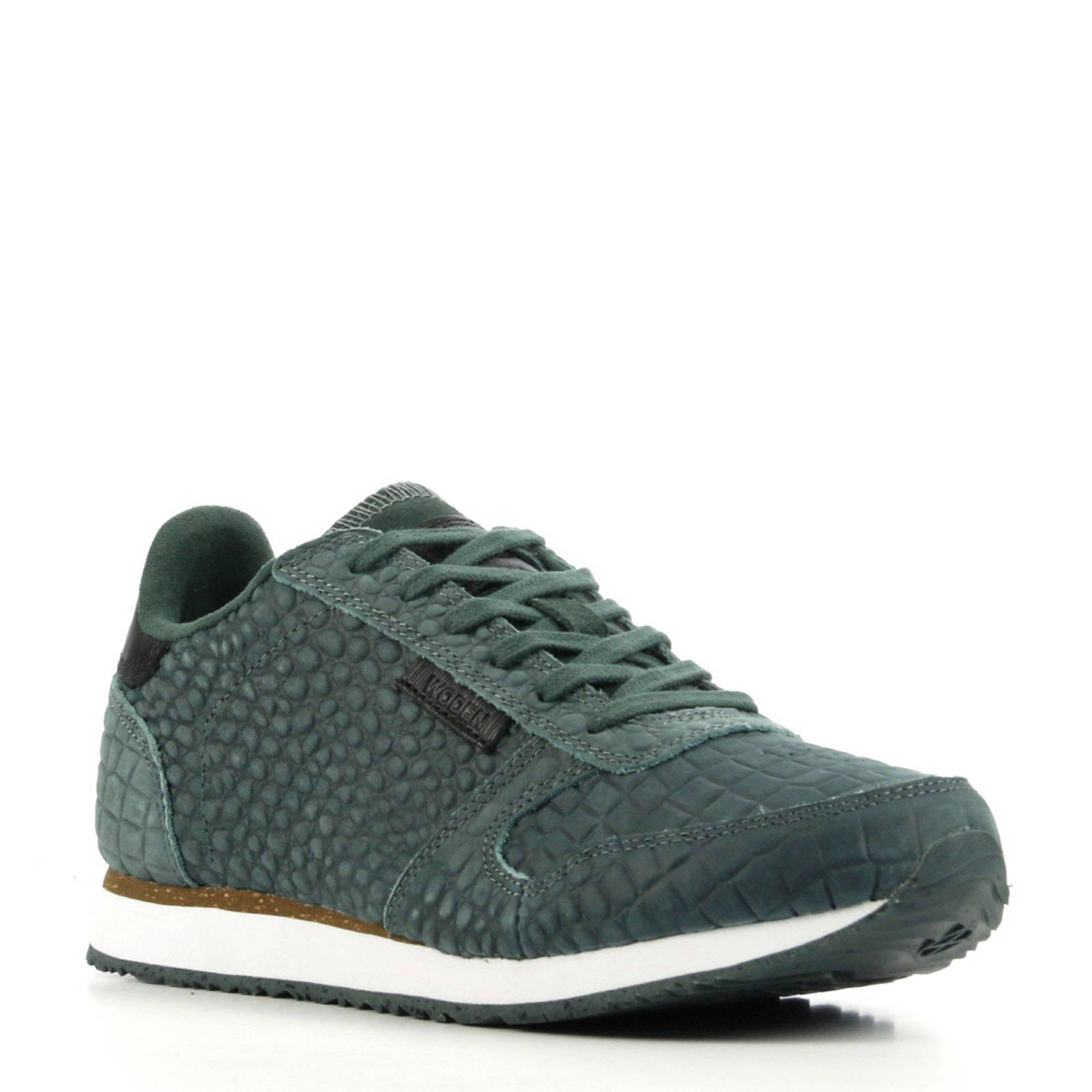 Woden Ydun Croco suède sneakers crocoprint groen | wehkamp