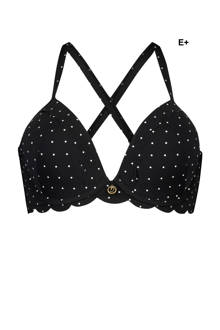 halter bikinitop Scallop Goddess Doutzen met stippenprint zwart/wit