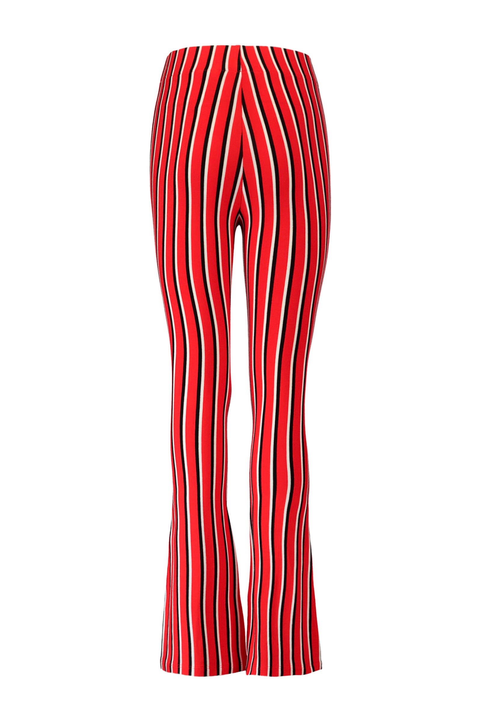 Elastische hoge taille rode en witte strepen met brede open knop wijde  pijpen broek|waist high|pants stripeselastic waist - AliExpress