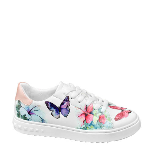 Graceland Sneakers Wit Met Bloemenprint graceland kopen in de aanbieding