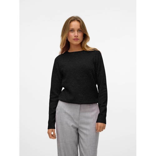 VERO MODA gemêleerde gebreide trui VMDOFFY zwart afbeelding