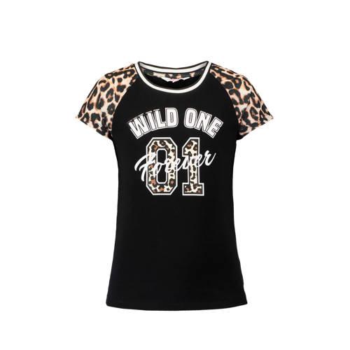 Coolcat T Shirt Met Panterprint En Tekst Zwart coolcat kopen in de aanbieding Coolcat T Shirt Met Panterprint En Tekst Zwart coolcat kopen in de aanbieding