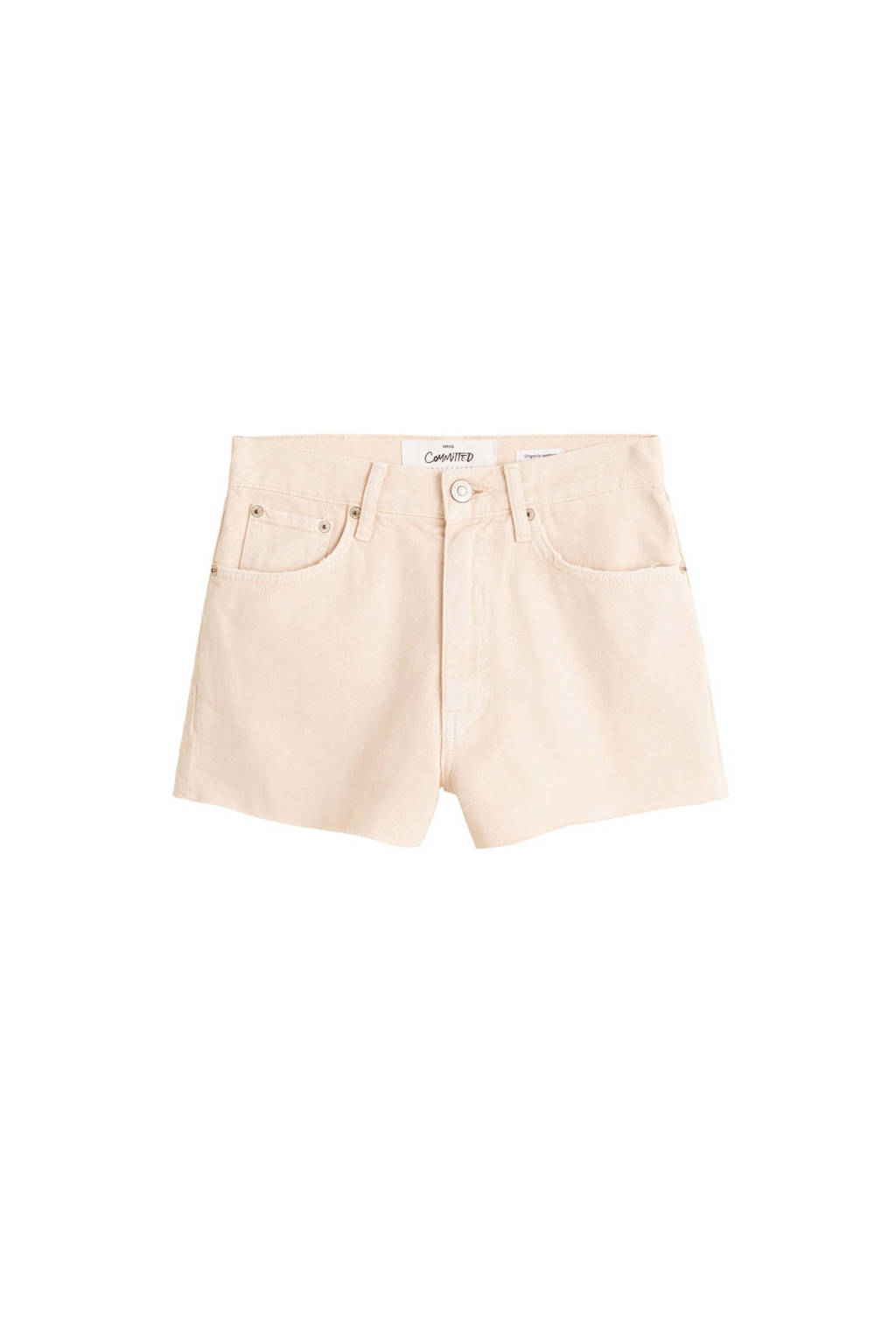Mango straight fit denim short roze, Pastelroze