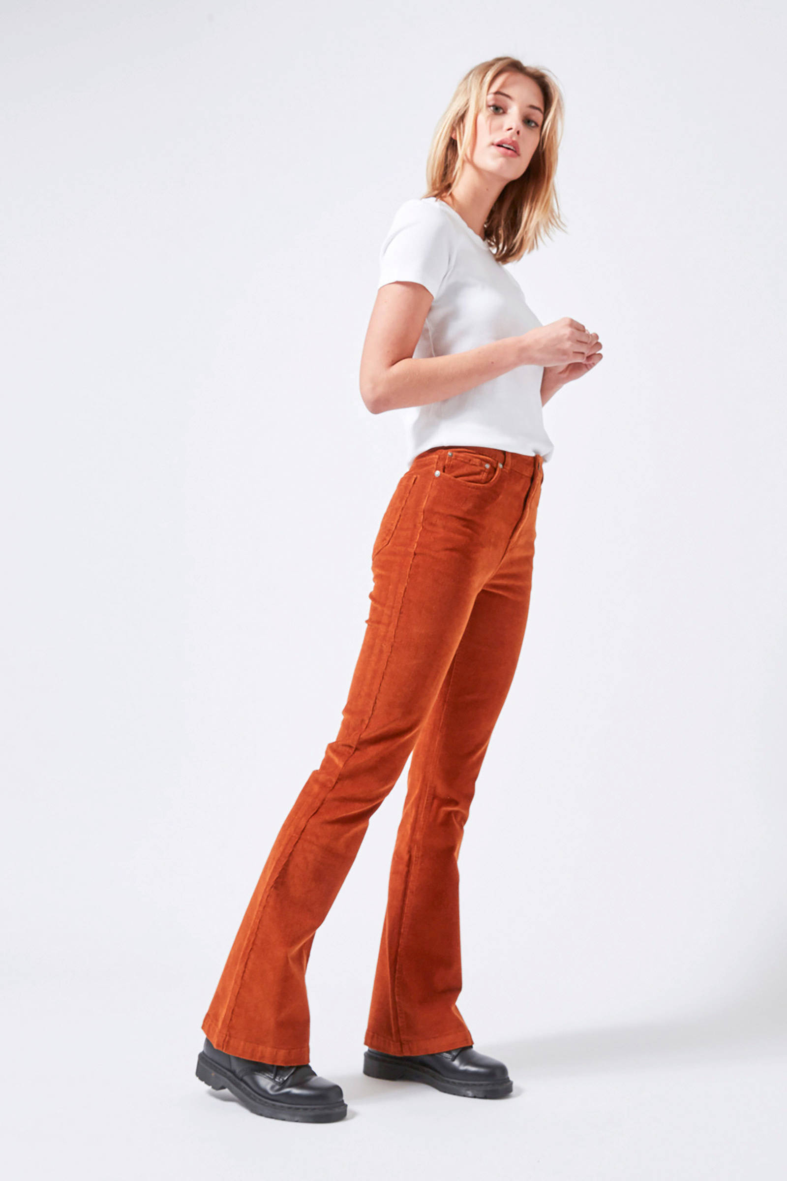 America Today corduroy flared broek brique | wehkamp