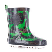 thumbnail: Donkergrijs en groene jongens Shoesme regenlaarzen met print van rubber met profielzool