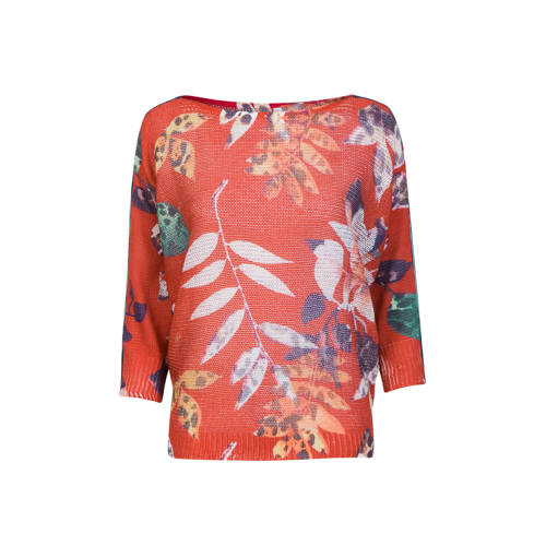 Miss Etam Regulier Gebloemde Trui Met Contrastbies Rood miss etam kopen in de aanbieding