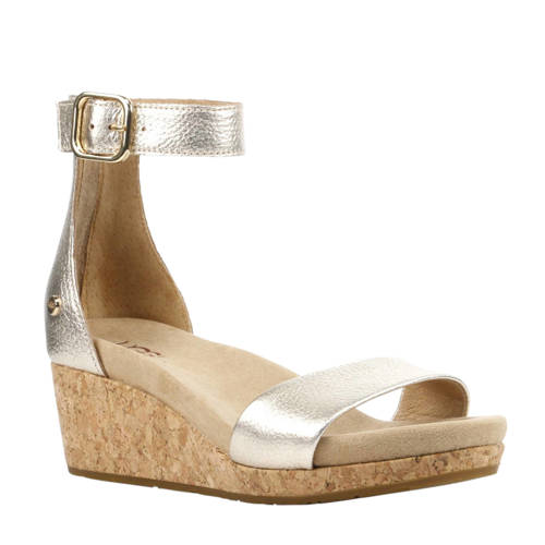 Ugg Zoe Leren Sandalettes Goud ugg kopen in de aanbieding Ugg Zoe Leren Sandalettes Goud ugg kopen in de aanbieding