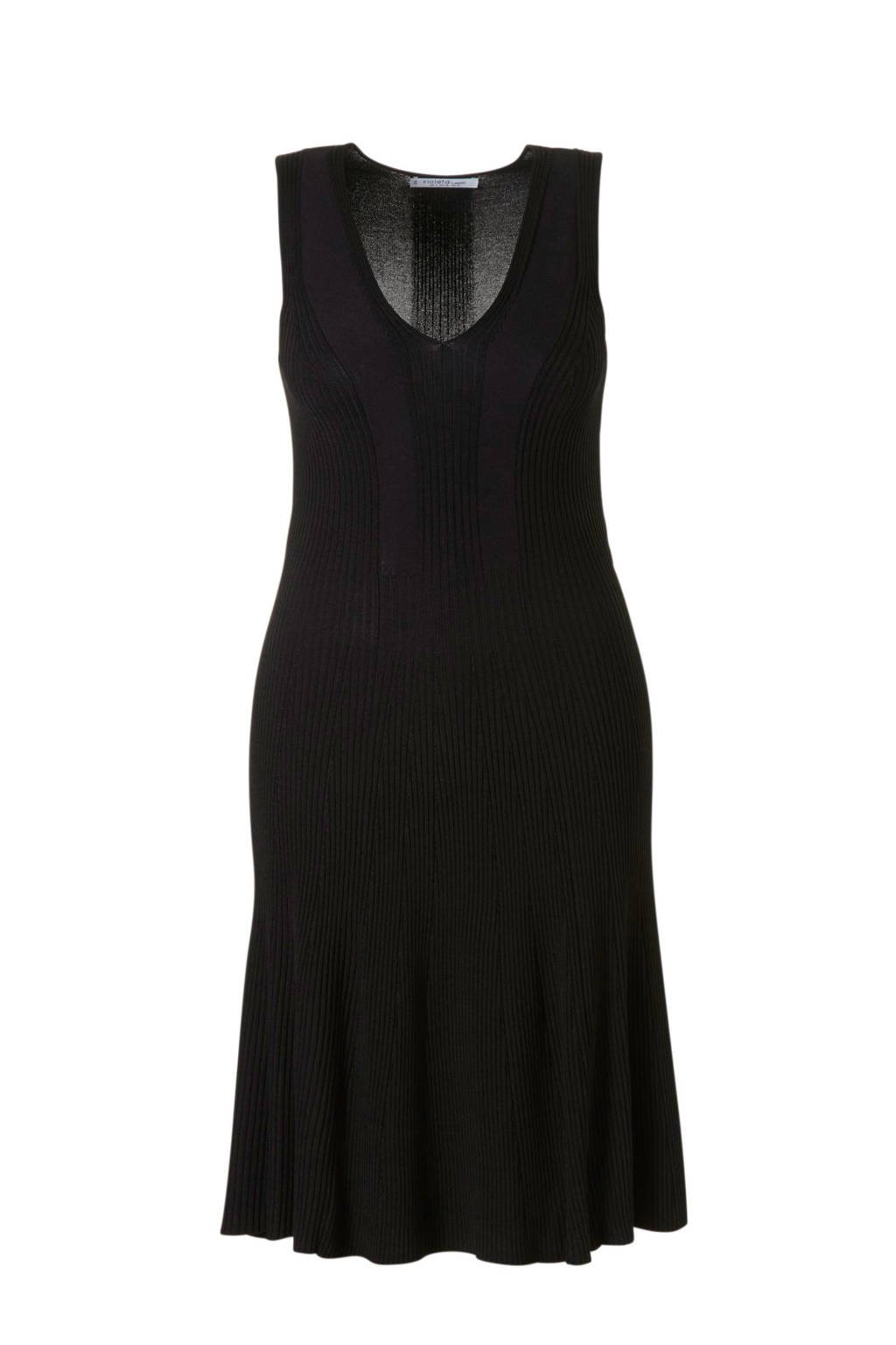 Violeta by Mango jurk gebreid zwart, Zwart