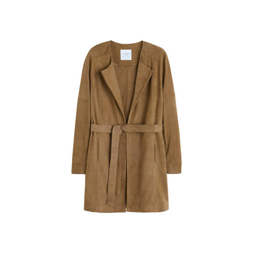 Violeta By Mango Leren Blazer Bruin violeta by mango kopen in de aanbieding