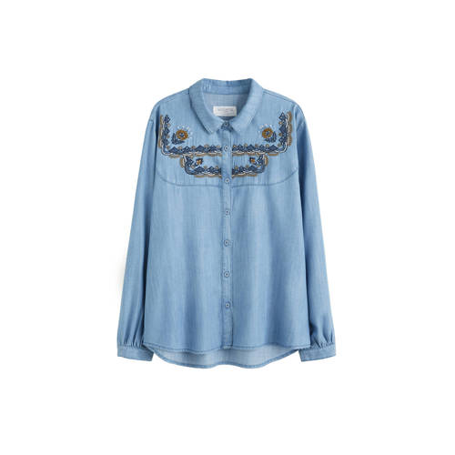 Violeta By Mango Blouse Met Borduursel Blauw violeta by mango kopen in de aanbieding Violeta By Mango Blouse Met Borduursel Blauw violeta by mango kopen in de aanbieding