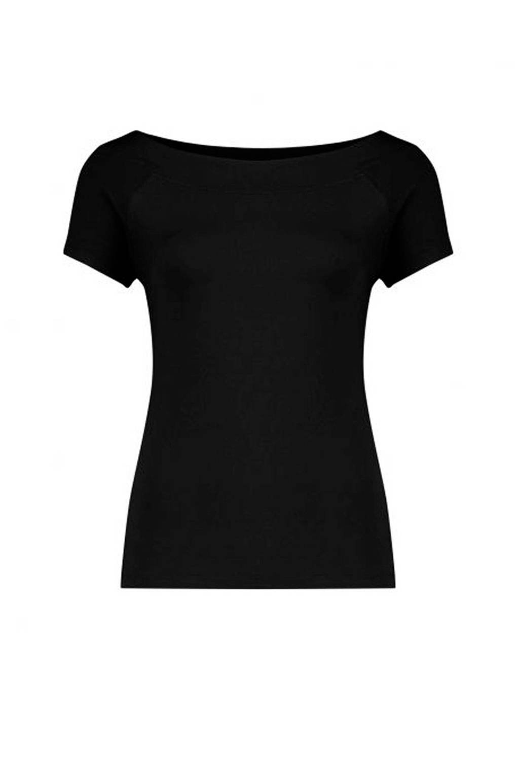 overzien mond Geschiktheid Claudia Sträter T-shirt met boothals zwart | wehkamp