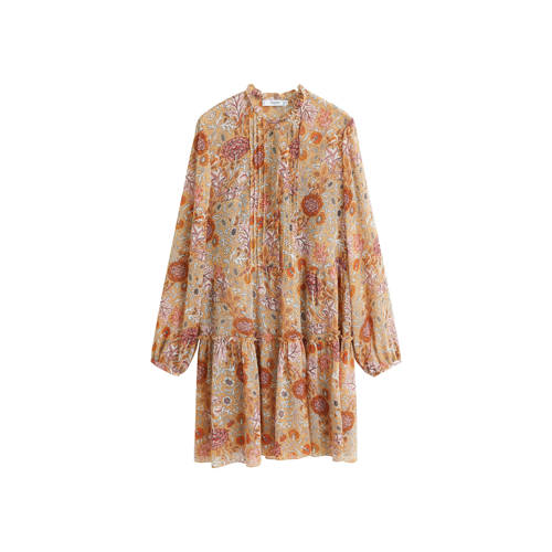 Mango Gebloemde Jurk Met Ruches Beige mango kopen in de aanbieding Mango Gebloemde Jurk Met Ruches Beige mango kopen in de aanbieding