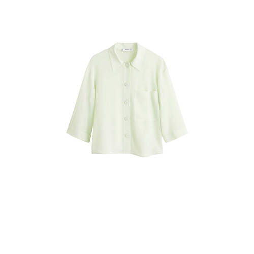 Mango Zijden Blouse Lichtgroen mango kopen in de aanbieding