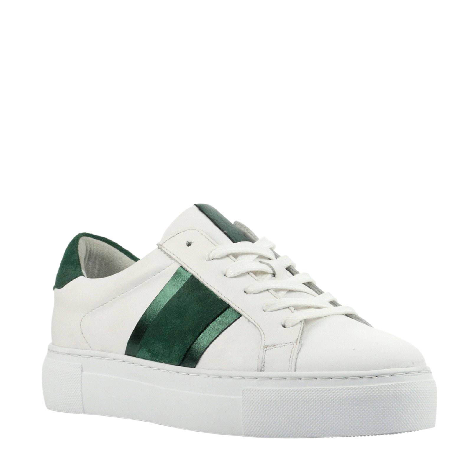 Mace leren sneakers wit/groen | wehkamp