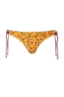strik bikinibroekje met all-over print okergeel