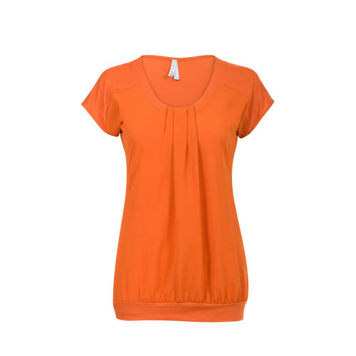 Miss Etam Regulier Top Met Plooi Detail Oranje miss etam kopen in de aanbieding