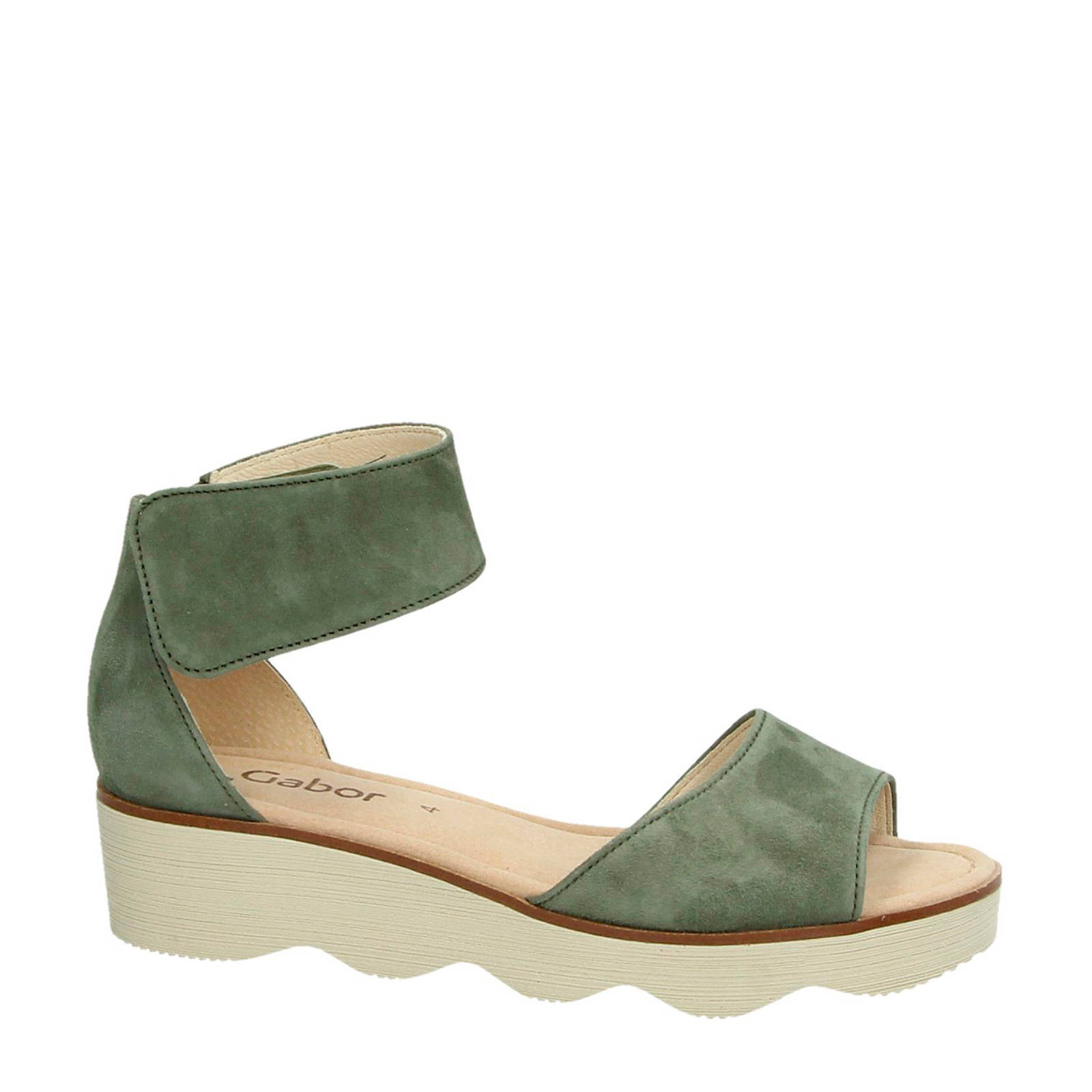 Gabor suède sandalen kaki | wehkamp