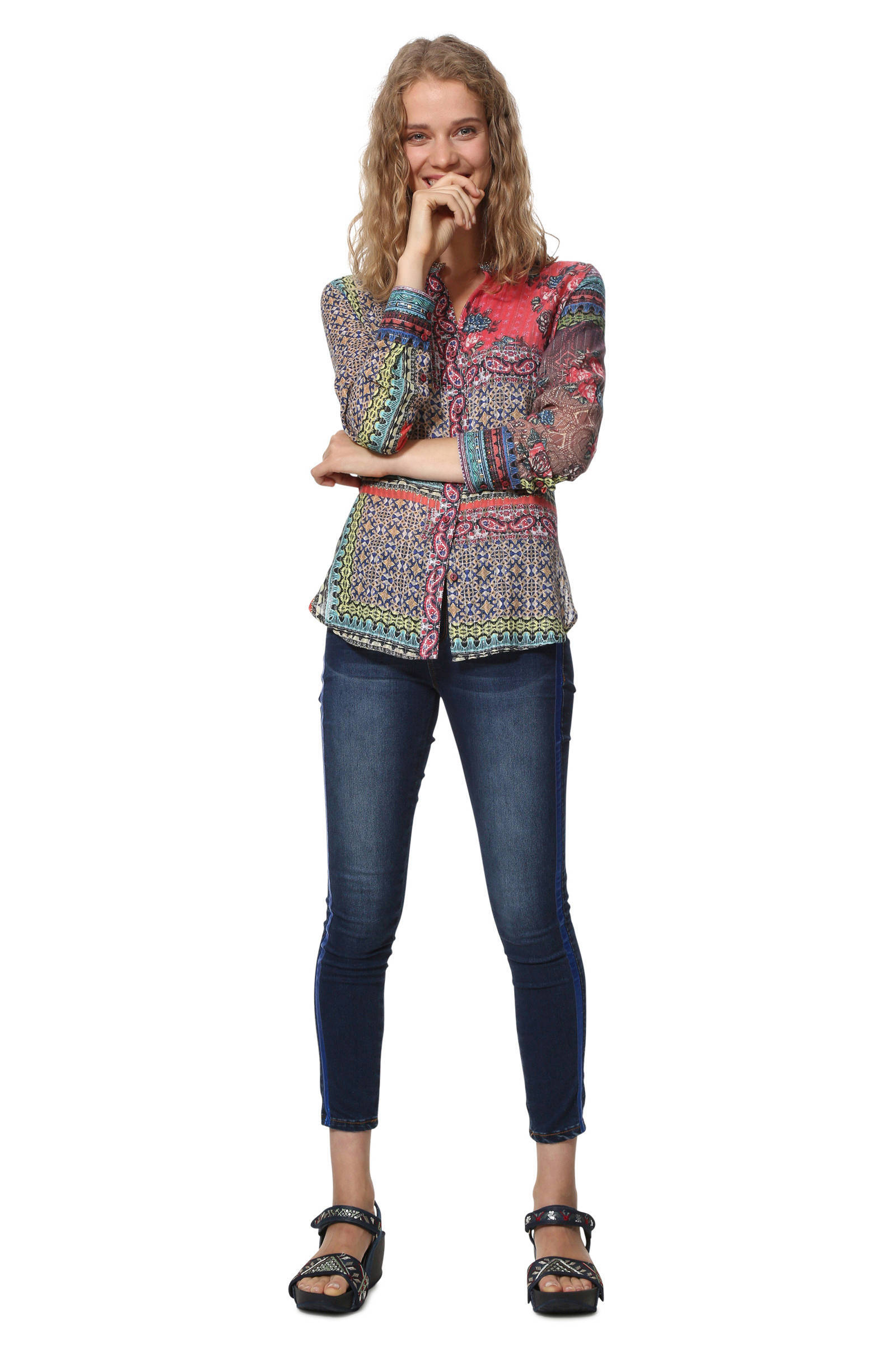 Blouse/haut Desigual Imprimé Floral Rose Rouge Noir - Taille M - Mousseline - Neuf Avec étiquettes