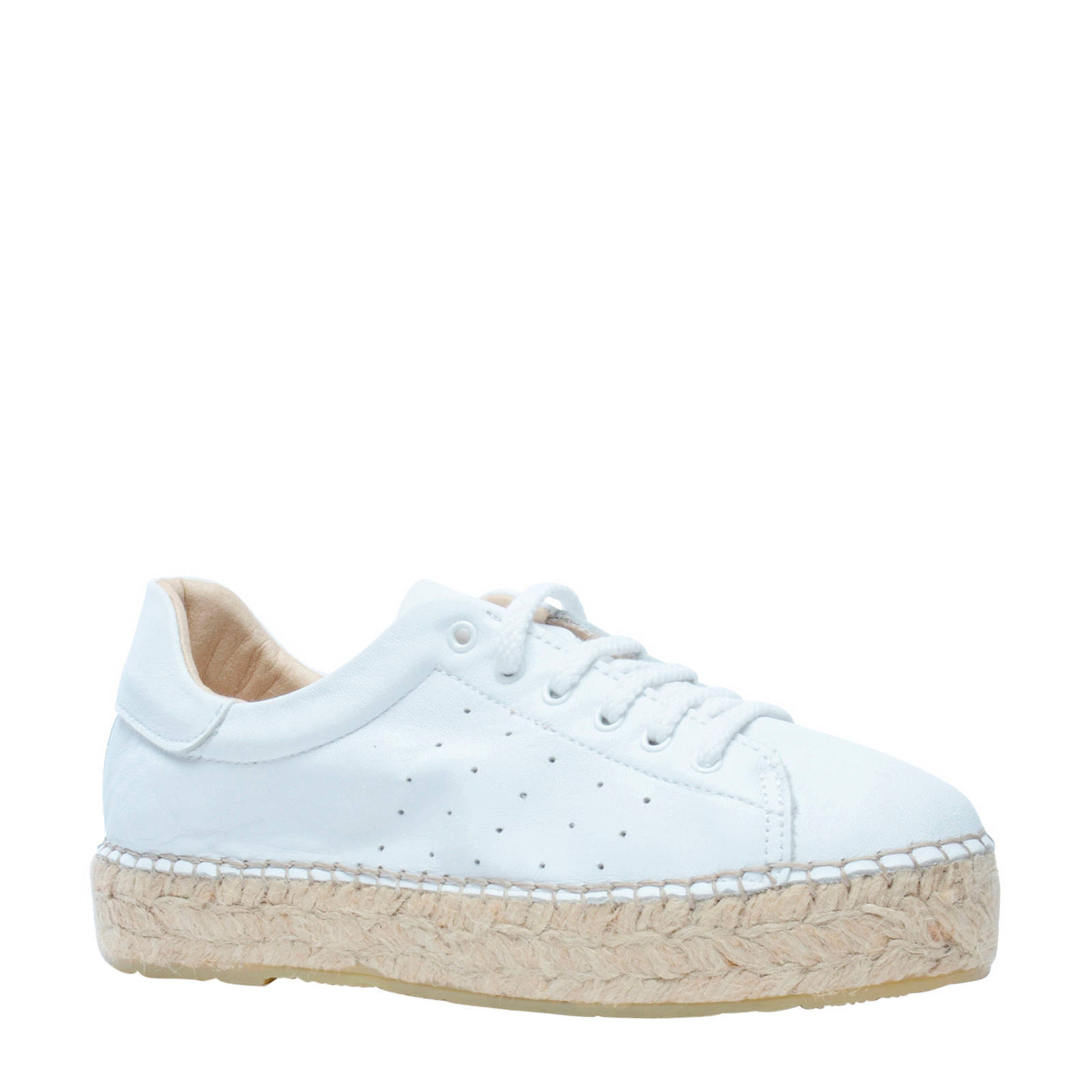 Sacha Dames Witte lage sneakers met touwzool - Schoenen.nl