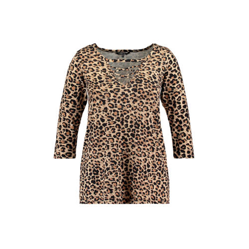 Ms Mode T Shirt Met Panterprint En Gekruiste Bandjes ms mode kopen in de aanbieding