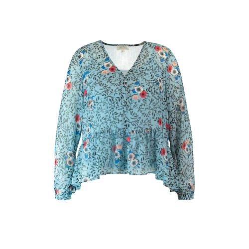 Fstvl By Ms Mode Gebloemde Blouse Blauw fstvl by ms mode kopen in de aanbieding