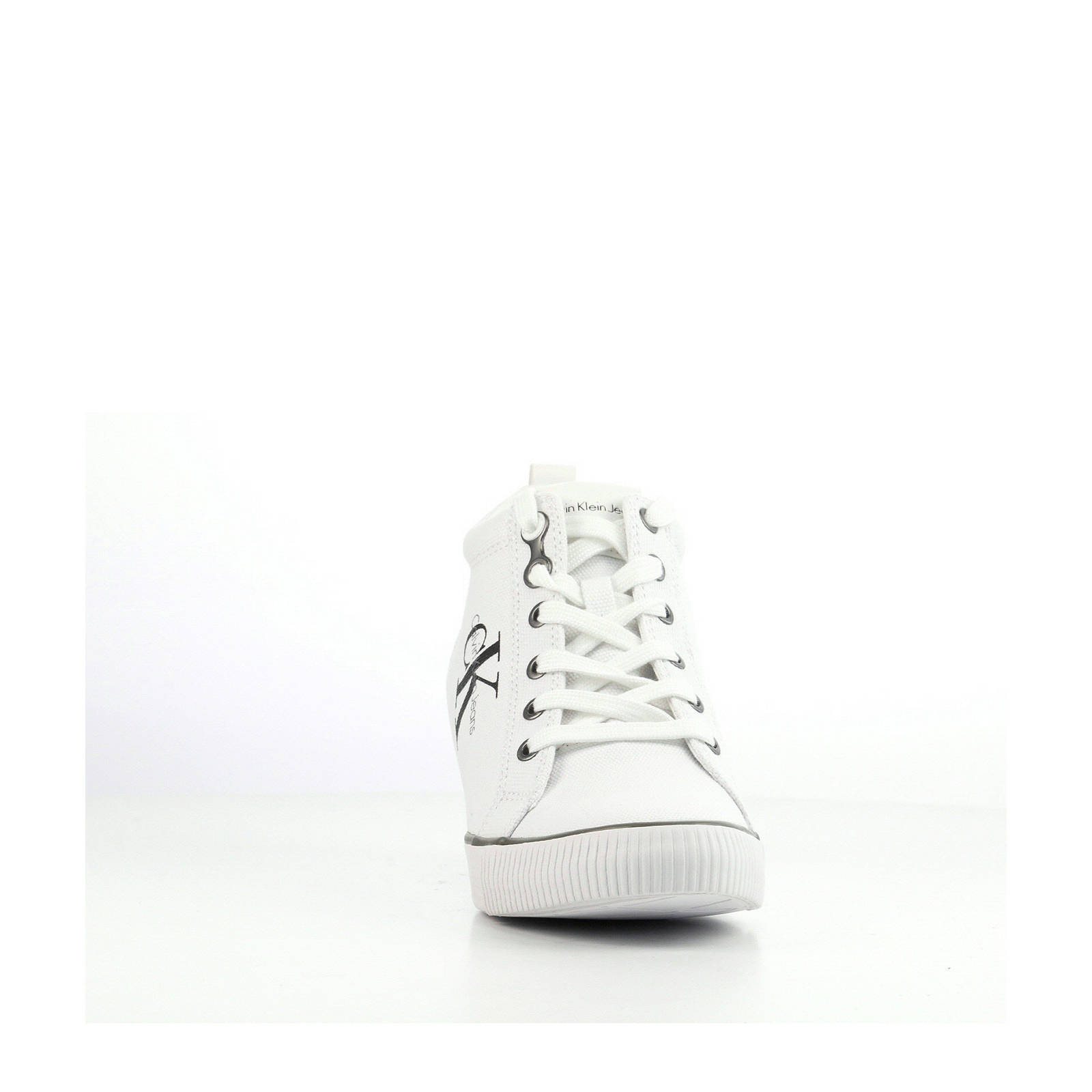 CALVIN KLEIN JEANS Ritzy Canvas wedge sneakers wit | wehkamp
