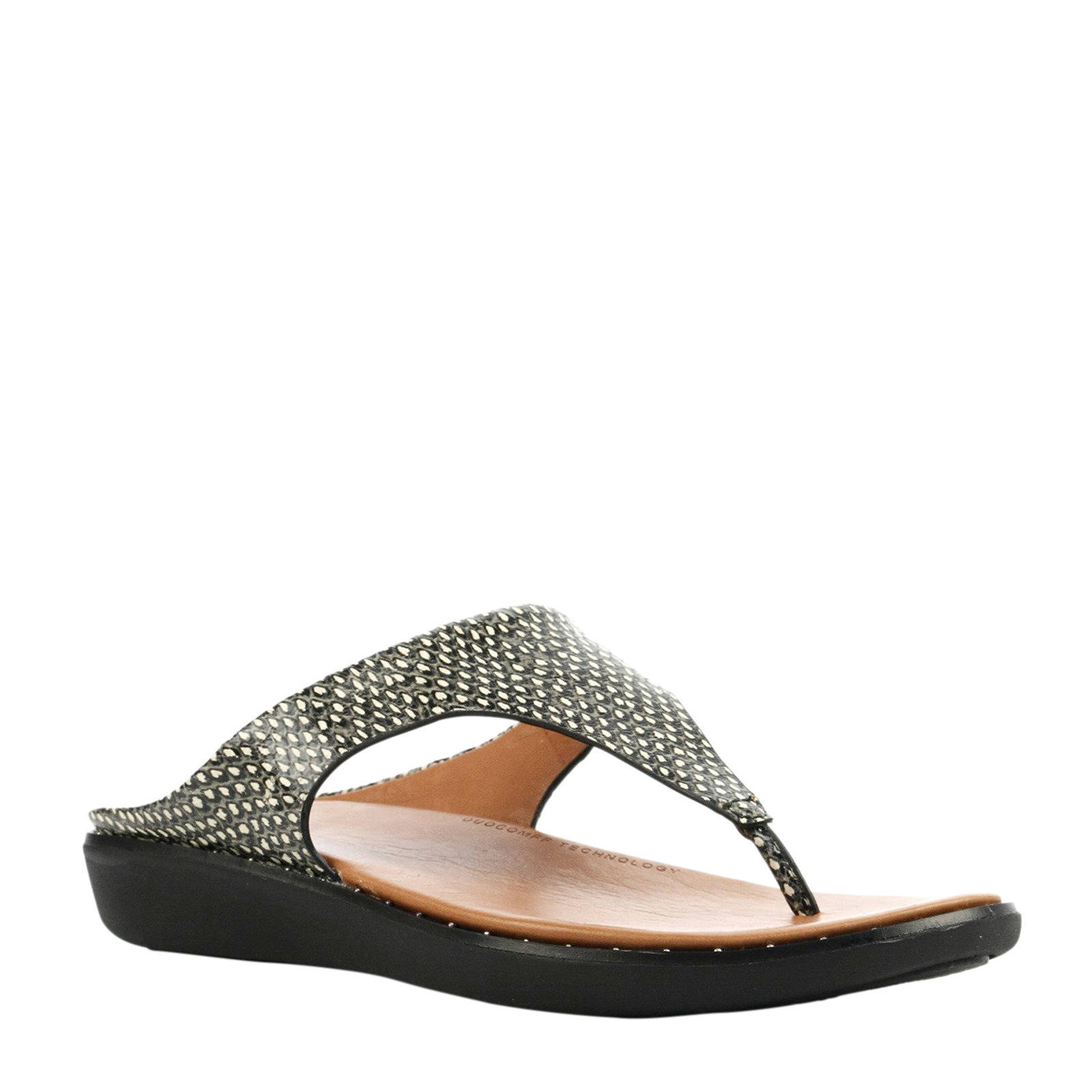 FitFlop TM Banda II Sanka leren teenslippers zwart | wehkamp
