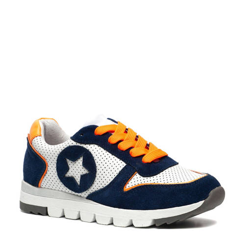 Scapino Groot Leren Sneakers Blauwwit scapino kopen in de aanbieding