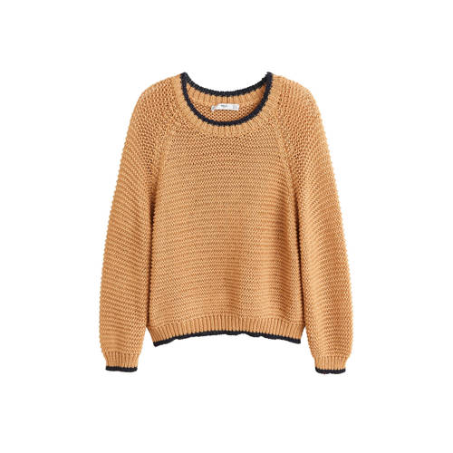 Mango Trui Met Contrastbies Camel mango kopen in de aanbieding