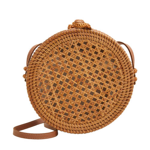 Mango Ronde Bamboe Tas Beige mango kopen in de aanbieding