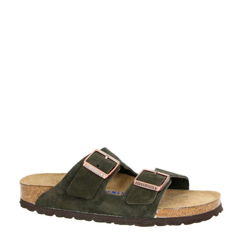 Birkenstock Arizona Suede Slippers Bruin birkenstock kopen in de aanbieding
