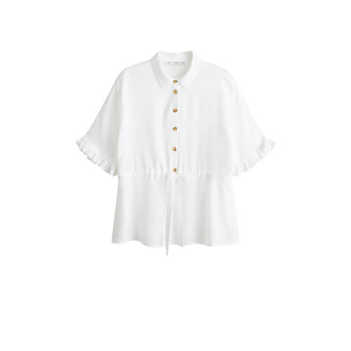 Mango Blouse Met Ruches Wit mango kopen in de aanbieding