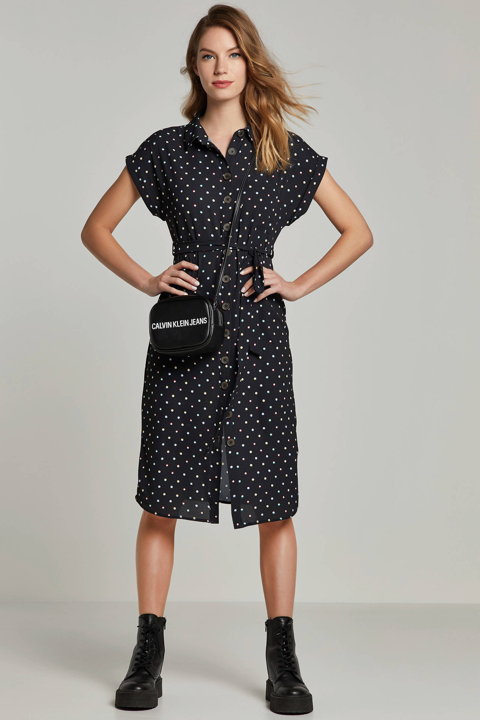 Even&Odd blousejurk met stippenprint | wehkamp Even&Odd jurk met stippen zwart | wehkamp