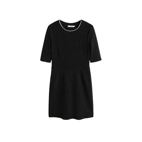Mango Getailleerde Jurk Met Contrastbies Zwart mango kopen in de aanbieding