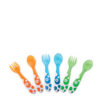 Munchkin meerkleurige vorken en lepels (6 stuks), oranje/blauw/groen