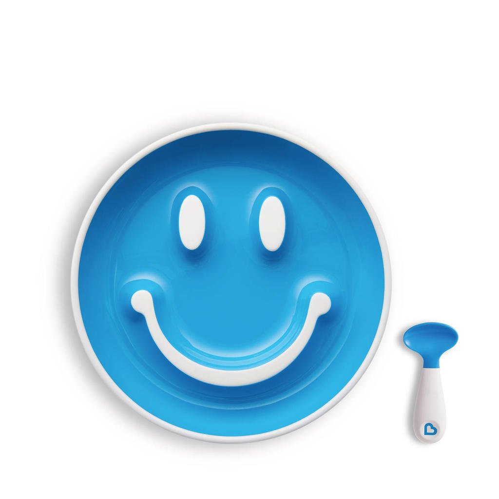 Munchkin Smile 'N Scoop bord + lepel blauw
