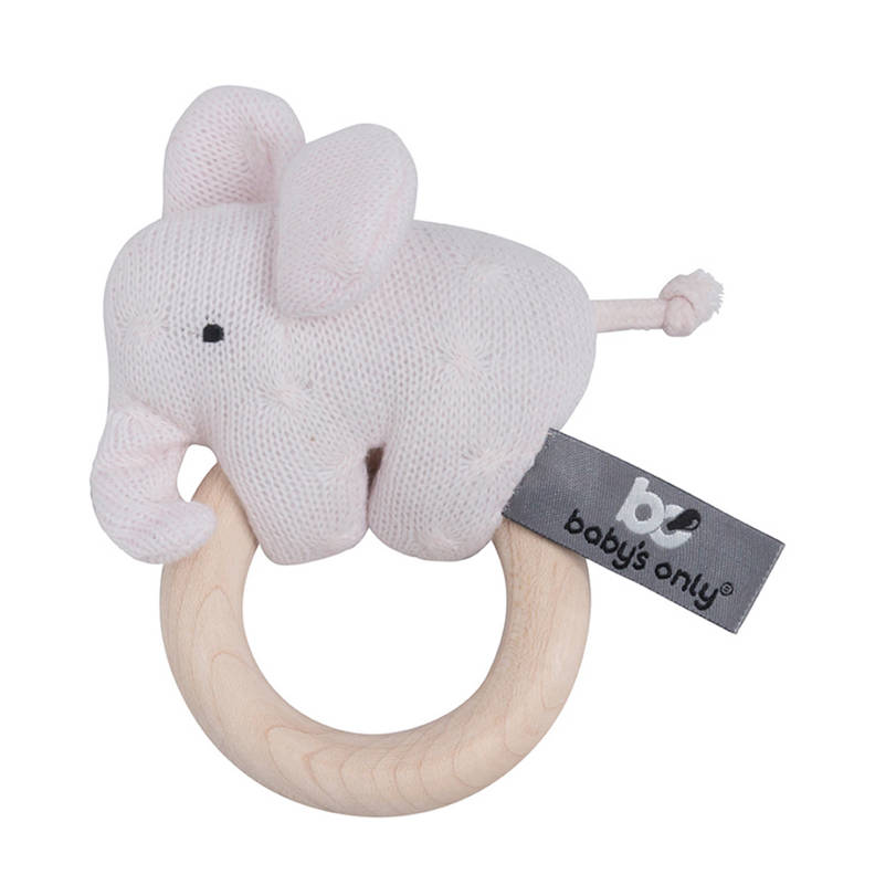 Baby's Only houten rammelaar Olifant classic roze wehkamp