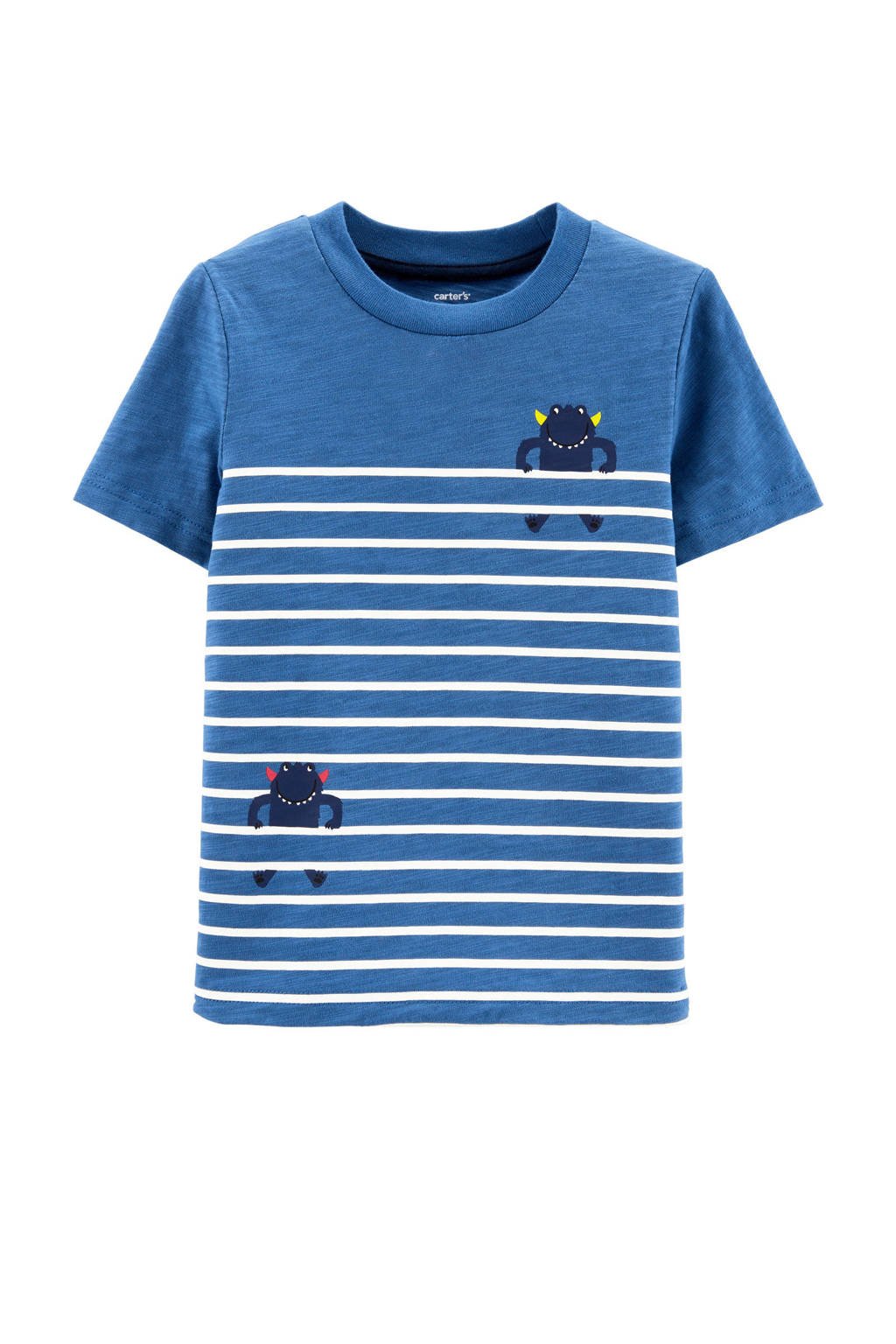 Carter's baby gestreept T-shirt blauw/wit, Blauw/wit