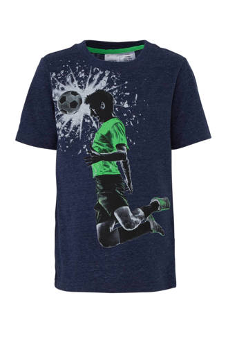 T-shirt met printopdruk donkerblauw