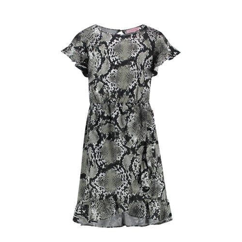 Vingino Jurk Pandorine Met Slangenprint Olijfgroen vingino kopen in de aanbieding