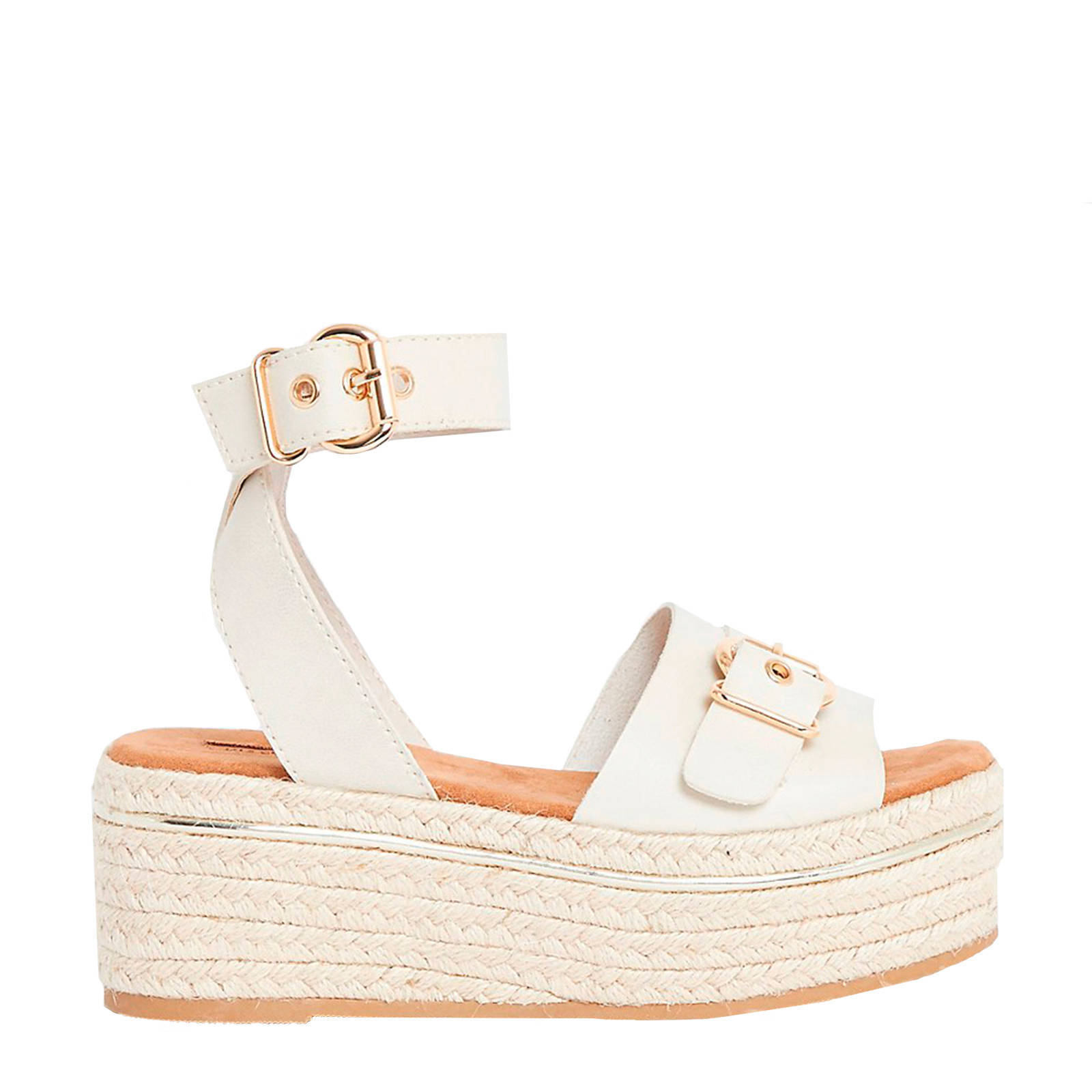 Witte Wikkel Plateau Sandalen met Bloemenprint - Uwantisell.nl