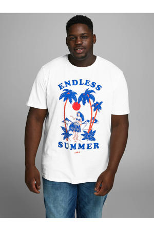 T-shirt met printopdruk donkerblauw