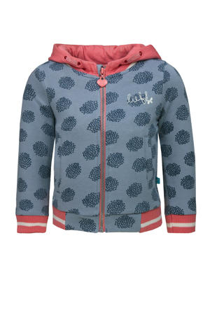 vest met all over print lichtblauw/donkerblauw/roze